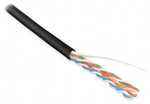 UUTP4-C5E-S24-IN-PVC-BK-100 (100 m) Twisted pair cable, unshielded U/UTP, category 5e, 4 pairs (24 AWG), single core (solid), PVC, -20°C – +75°C, black - warranty: 15 years component, 25 years system