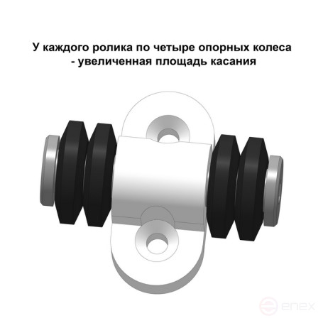 Mini double rubber support rollers for glass, wood, plastic. The set includes 4 rollers