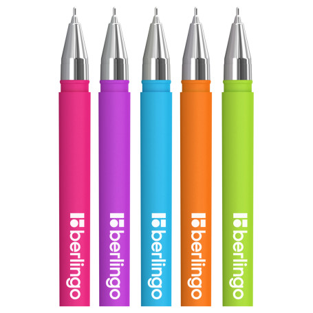 Ручка шариковая Berlingo "Starlight" синяя, 0,7 мм, игольчатый стержень, прорезиненный корпус ассорти