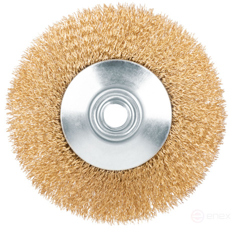 Щетка для УШМ, М14, тип "Тарелка", латун. витая проволока 0,3 мм, 115 мм, блистер, CUTOP Profi