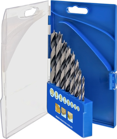 Набор сверл по дереву ПРАКТИКА "Профи", 8 шт, 3,4,5,6,7,8,9,10 мм, ПРО кассета (640-360)