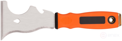 Шпатель-скребок, многофункциональный 8-в-1, нержавеющая сталь, 2К-ручка, 75 мм