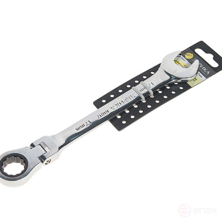 Ключ комбинированный 17мм ER-61017H трещоточный шарнирный (на держателе) ЭВРИКА /1/5/100