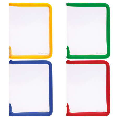 Berlingo zipper folder, A5, 500 microns, transparent, assorted