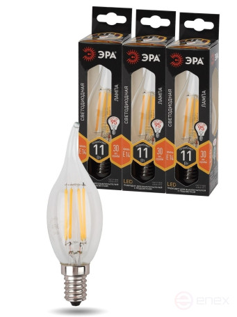 LED ERA Lamp F-LED BXS-11W-827-E14 11W Filament Candle in the wind Warm White light E14