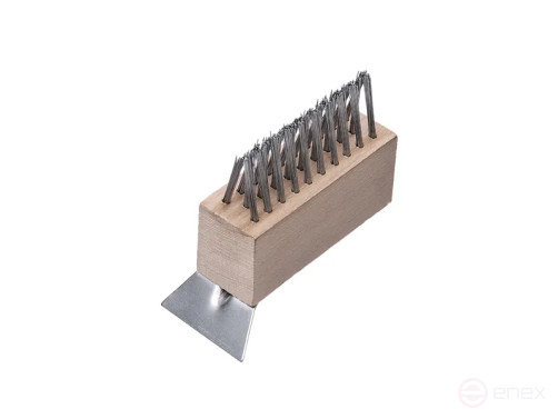 Щетка ручная для удаления сорняков со скребком, 3х9/10 рядная, 100x35x36 мм, стальная прямая проволока STA 0,35 мм, высота ворса 36 мм