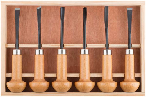 Chisels-CRV wood cutters, wooden handles, Pros, 6 pcs., wooden case