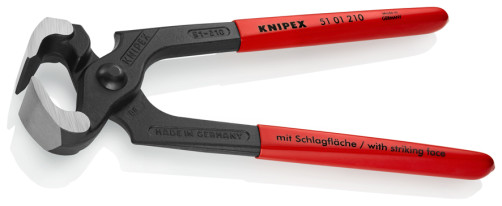 Pliers-hammer end carpentry, provol. cf. Ø 2.2 mm, 60 HRC / 25.5 mm, L-210 mm, black, 1-k handles