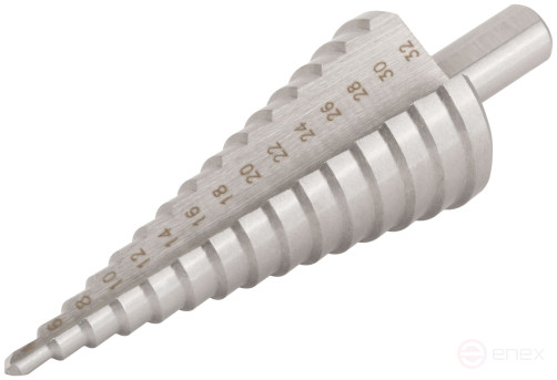 HSS step drill for metal, 15 steps, 4-32 mm