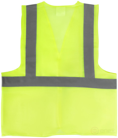 Yellow signal vest, 1 horizontal and 2 vertical stripes, 80 gr., size XL