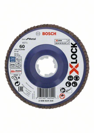 X-LOCK petal circles, straight version, plastic sole, Ø125 mm, G 60, X571, Best for Metal, 1 pc. D= 125 mm; G= 60, straight version
