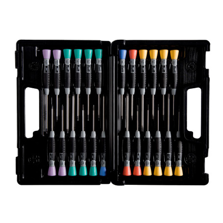 Set of precision screwdrivers, 24 pcs, plastic case