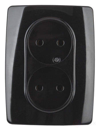 Розетка ЭРА Серия 12 12-2107-06 двойная без заземления 2X2P 16A-250В IP20 чёрный
