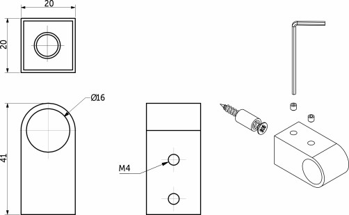 Держатель модерн, труба d16 черный AKS