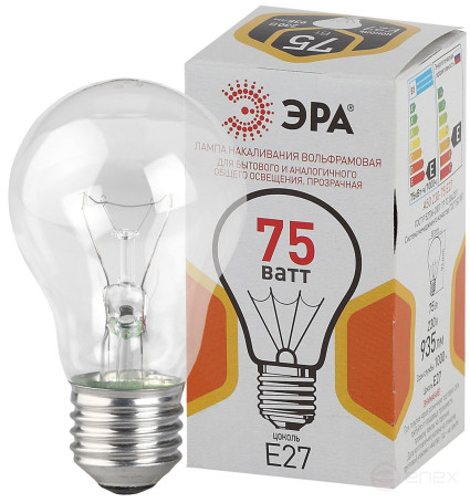 B230-75-6 ERA A50 75W E27/E27 230V bulb transparent color packaging
