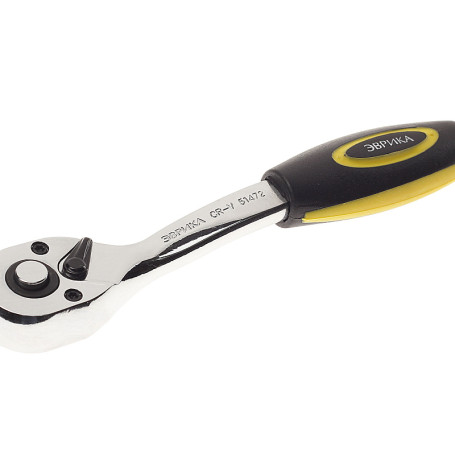 Трещотка ER-51472 1/4" 72-зубцовая с изогнутой резиновой ручкой L-150мм ЭВРИКА 1/25/100