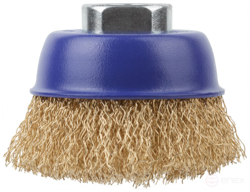 Щетка для УШМ, М14, тип "Чашка", латун. витая проволока 0,3 мм, 65 мм, блистер, CUTOP Profi