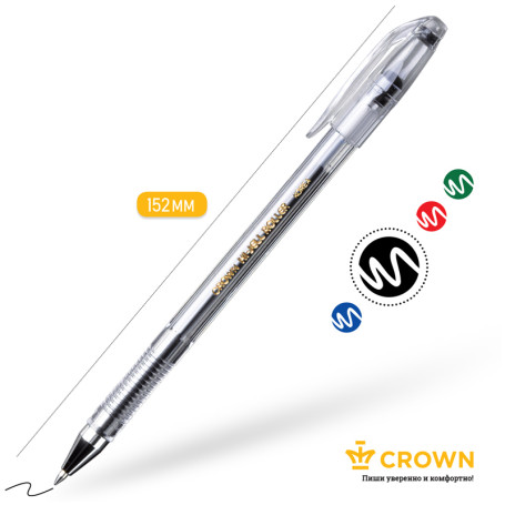 Gel pen Crown "Hi-Jell" black, 0.5 mm, barcode, 12 pcs.