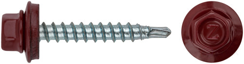 Шурупы кровельные со сверлом 4.8 х 32, красный RAL-3011 (фасовка 100 шт.)