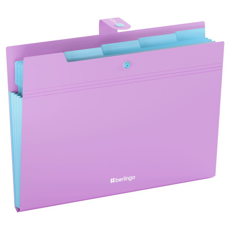 Folder of 5 Berlingo "Haze" compartments, A4, 600 microns, on the button, lilac, soft touch