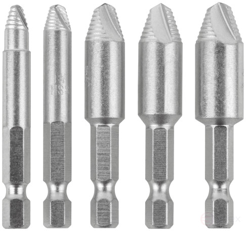 Экстракторы для болтов и шпилек усиленные, HSS сталь, 5 шт.