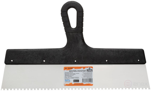 Шпатель зубчатый, 4х4 мм, нержавеющая сталь, пластиковая ручка, 350 мм