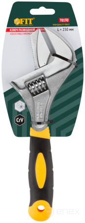 Adjustable key "Techno" CrV, narrow + adjustable jaws, scale, enlarged.gripper, rubberized.handle 250mm (52mm)