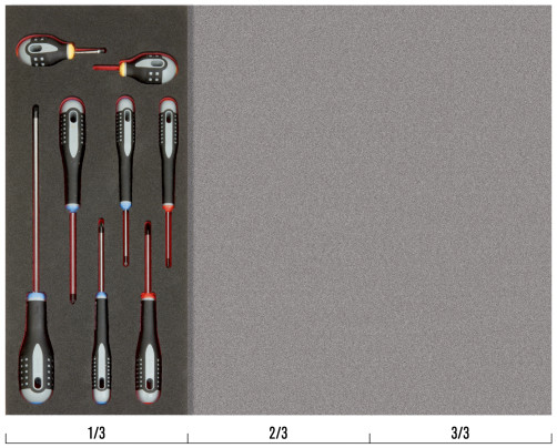 Fit&Go Набор отверток шлицевые/Phillips/Pozidriv в ложементе, 8 шт