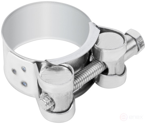 The clamp is a crimping power hinge, stainless steel.steel 32-35 mm