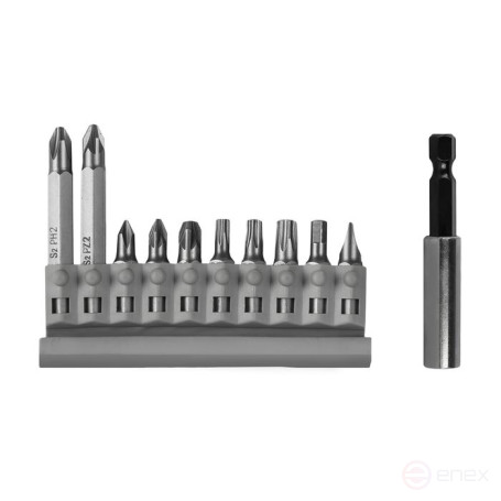 Набор бит ПРАКТИКА "Мастер" 11 шт 25 и 50 мм PH, PZ, HEX SL, TORX держатель 60 (908-214)
