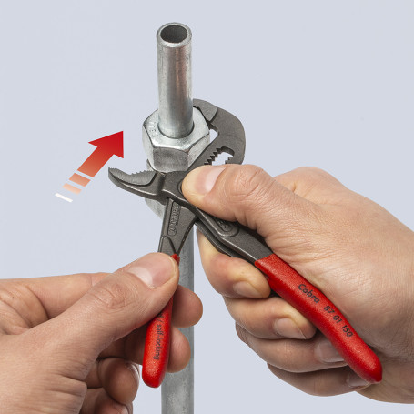 KNIPEX COBRA® клещи переставные с фиксатором, 32 мм (1 1/4"), под ключ 30 мм, L-150 мм, серые, 1-к ручки