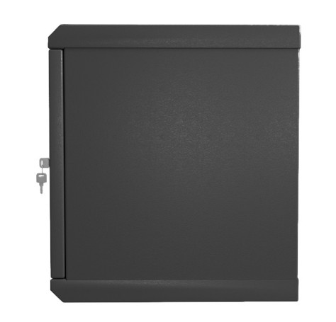 TWL-1266-SR-RAL9005 Шкаф настенный 19-дюймовый (19"), 12U, 650x600х600мм, металлическая дверь, несъемные стенки, 1 пара профилей, цвет черный (RAL 9005) (собранный)