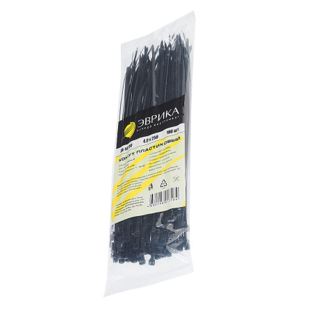 Plastic clamp ER-14250 black 4.0x250mm universal (100 pcs) EUREKA /1/500