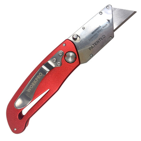 Universal Folding Aluminum Knife with Interchangeable Blades WP211003 WORKPRO