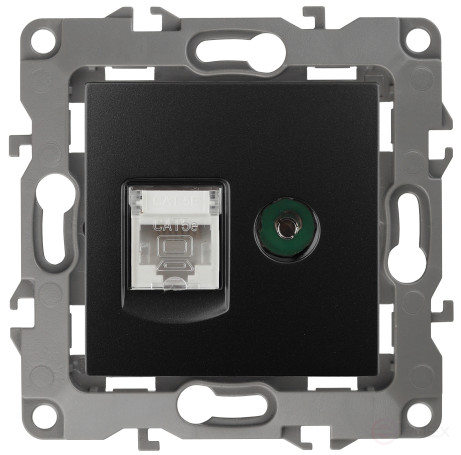 Розетка ЭРА Серия 12 12-3110-05 комбинированная RJ45+TV IP20 антрацит