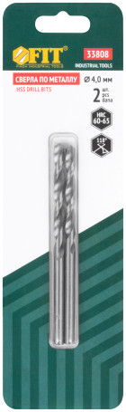 Metal drills HSS polished in a blister 4.0 mm ( 2 PCs.)