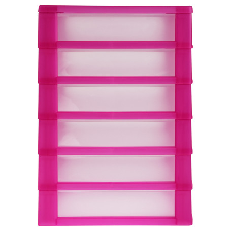 Universal STAMM box, 6 compartments, transparent trays, pink