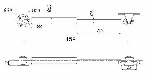 Gas lift upper 80N short white AKS PLUS