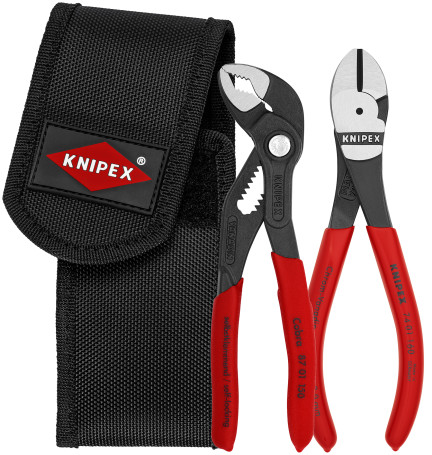 A set of SHGI in a belt bag for tools, 2 items, complete set: KN-7401160 side cutters, KN-8701150 KNIPEX COBRA® adjustable pliers