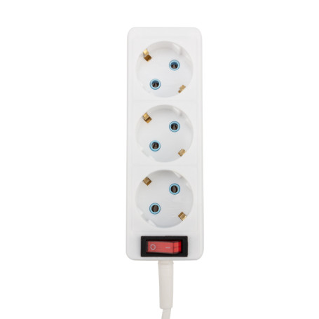 Extension cable ProConnect 3 sockets, 1.5 m, 3x0.75 mm2, s/w, with button, white