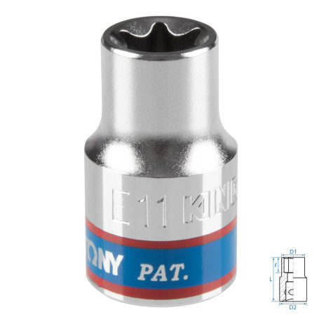 Головка торцевая TORX Е-стандарт 3/8", E11, L = 28 мм KING TONY 337511M