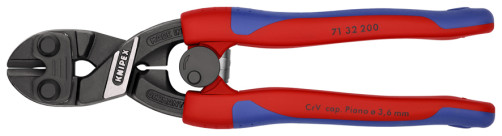 KNIPEX CoBolt® bolt cutter, spring, with recess, L-200 mm,cut: hole. soft. Ø 6 mm, cf. Ø 5.2 mm, TV. Ø 4 mm, royal. string Ø 3.6 mm, black, 2-k handles