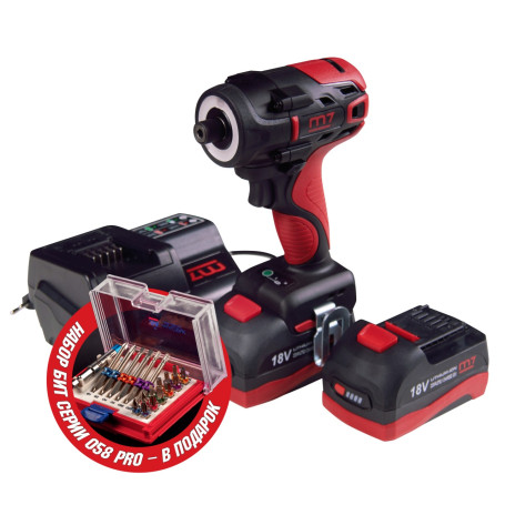 MIGHTY SEVEN Cordless screwdriver 18 V, 4 pieces, case, set of bits included