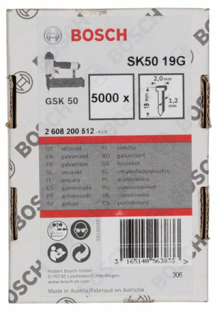 Countersunk head pin SK50 19G 1.2 mm, 19 mm, digitized.