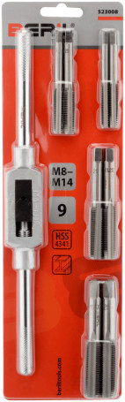 Набор метчиков с воротком М8-М14 (8шт.№1/№2/блистер) BERIL