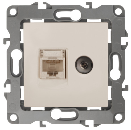 Розетка ЭРА Серия 12 12-3110-02 комбинированная RJ45+TV IP20 слоновая кость