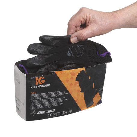 KleenGuard® G40 Polyurethane Coated Gloves - Customized Design for Left and Right hands / Black /10 (5 packs x 12 pairs)