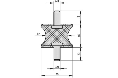 Виброизолятор (буфер резинометаллический) KIPP K0567.03002057 M8x23 до 78 кг