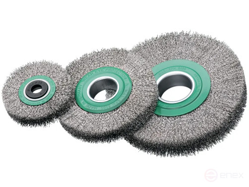 Cylindrical corrugated brush, D250 mm, width 35 mm, stainless corrugated wire ROF 0.30 mm