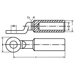 Aluminum-copper cable tip 240 M20